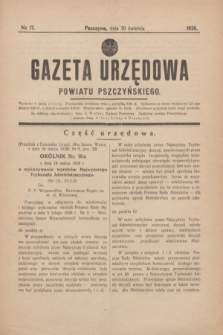 Gazeta Urzędowa Powiatu Pszczyńskiego.1938, nr 17 (30 kwietnia)