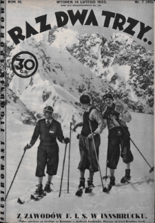 Raz, Dwa, Trzy : ilustrowany tygodnik sportowy. 1933, nr 7