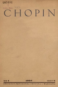 Chopin : organ Instytutu Fryderyka Chopina w Warszawie. 1937, nr 1 |PDF|