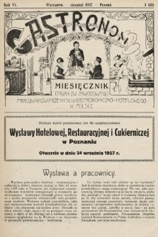 Gastronom : organ Związku Zawodowego Pracowników Przemysłu Gastronomiczno-Hotelowego w Polsce. 1927, nr 3 |PDF|