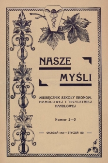 Nasze Myśli : miesięcznik Szkoły Ekon.-Handlowej Żeńskiej i Trzyletniej Handlowej. 1931, nr 2-3 |PDF|