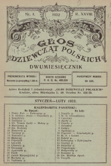Głos Dziewcząt Polskich. R. 28. 1932, nr 1 |PDF|