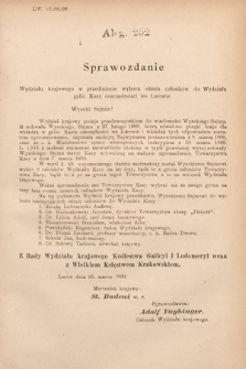 [Kadencja VII, sesja IV, al. 252] Alegata do Sprawozdań Stenograficznych z Czwartej Sesyi Siódmego Peryodu Sejmu Krajowego Królestwa Galicyi i Lodomeryi z Wielkiem Księstwem Krakowskiem z roku 1898/9. Alegat 252