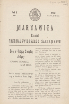Maryawita : czciciel Przenajświętszego Sakramentu. R.1, № 52 (26 grudnia 1907)