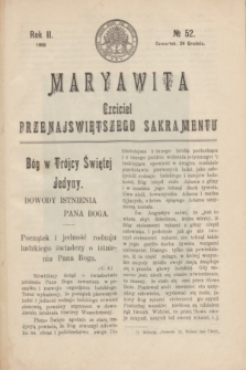 Maryawita : czciciel Przenajświętszego Sakramentu. R.2, № 52 (24 grudnia 1908)