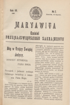 Maryawita : czciciel Przenajświętszego Sakramentu. R.3, № 2 (14 stycznia 1909)