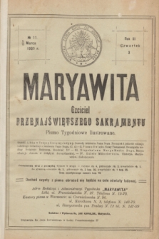 Maryawita : czciciel Przenajświętszego Sakramentu. R.3, № 11 (18 marca 1909)