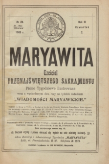 Maryawita : czciciel Przenajświętszego Sakramentu. R.3, № 23 (10 czerwca 1909)