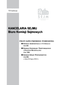 Pełny Zapis Przebiegu Posiedzenia Komisji Spraw Wewnętrznych (nr 96) z dnia 23 lipca 2013 r.