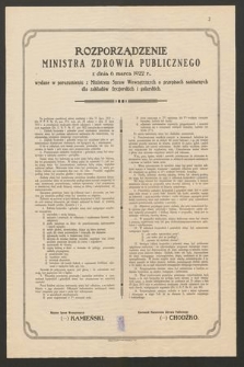 Rozporządzenie Ministra Zdrowia Publicznego z dnia 6 marca 1922 r. wydane w porozumieniu z Ministrem Spraw Wewnętrznych o przepisach sanitarnych dla zakładów fryzjerskich i golarskich