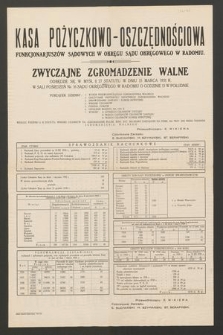 Zwyczajne zgromadzenie walne odbędzie się w myśl statutu w dniu 15 marca 1931 r.