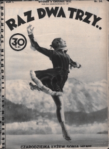 Raz, Dwa, Trzy : ilustrowany tygodnik sportowy. 1931, nr 34