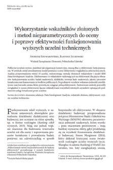 Wykorzystanie wskaźników złożonych i metod nieparametrycznych do oceny i poprawy efektywności funkcjonowania wyższych uczelni technicznych