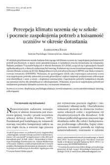 Learning climate perception, satisfaction of basic psychological needs and students’ identity in adolescence