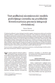 Testing the longitudinal invariance of the bifactor model using the example of The Perceived Peer Integration Questionnaire