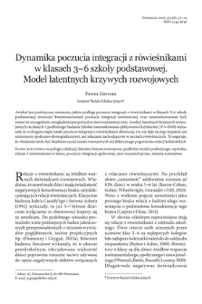 Determinants of changes in perceptions of social integration in the classroom between third and sixth graders in primary school. The latent growth curve model