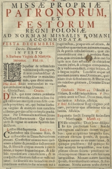 Missæ Propriæ Patronorum, Et Festorum Regni Poloniæ : Ad normam Missalis Romani accomodatæ