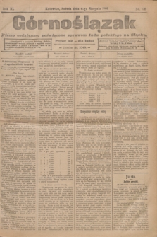 Górnoślązak : pismo codzienne, poświęcone sprawom ludu polskiego na Sląsku.R.3, nr 178 (6 sierpnia 1904)