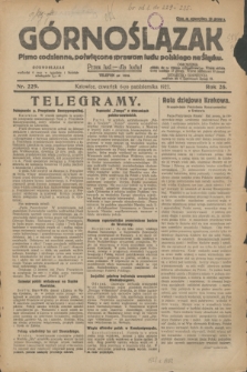 Górnoślązak : pismo codzienne, poświęcone sprawom ludu polskiego na Śląsku.R.26, nr 229 (6 października 1927) + dod.