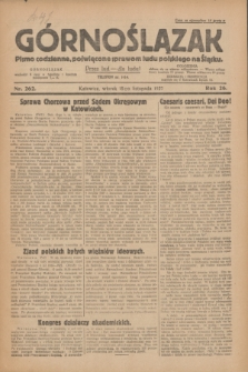 Górnoślązak : pismo codzienne, poświęcone sprawom ludu polskiego na Śląsku.R.26, nr 262 (15 listopada 1927) + dod.