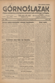 Górnoślązak : pismo codzienne, poświęcone sprawom ludu polskiego na Śląsku.R.26, nr 266 (19 listopada 1927) + dod.