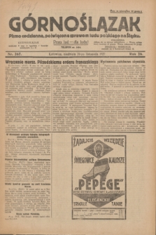 Górnoślązak : pismo codzienne, poświęcone sprawom ludu polskiego na Śląsku.R.26, nr 267 (20 listopada 1927) + dod.