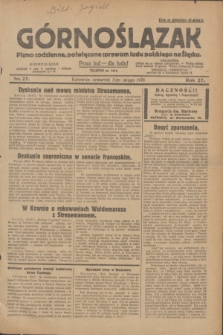 Górnoślązak : pismo codzienne, poświęcone sprawom ludu polskiego na Śląsku.R.27, nr 27 (2 lutego 1928) + dod.