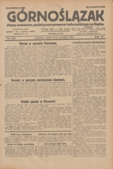 Górnoślązak : pismo codzienne, poświęcone sprawom ludu polskiego na Śląsku.R.27, nr 214 (15 września 1928) + dod.