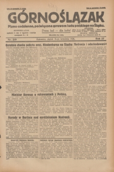 Górnoślązak : pismo codzienne, poświęcone sprawom ludu polskiego na Śląsku.R.27, nr 219 (21 września 1928) + dod.
