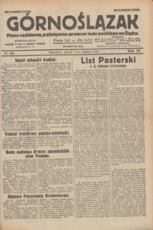 Górnoślązak : pismo codzienne, poświęcone sprawom ludu polskiego na Śląsku.R.29, nr 62 (15 marca 1930) + dod.