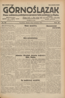 Górnoślązak : pismo codzienne, poświęcone sprawom ludu polskiego na Śląsku.R.29, nr 88 (15 kwietnia 1930) + dod.