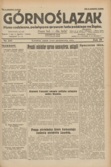 Górnoślązak : pismo codzienne, poświęcone sprawom ludu polskiego na Śląsku.R.29, nr 247 (24 października 1930)