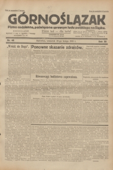 Górnoślązak : pismo codzienne, poświęcone sprawom ludu polskiego na Śląsku.R.30, nr 46 (26 lutego 1931)