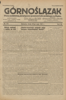 Górnoślązak : pismo codzienne, poświęcone sprawom ludu polskiego na Śląsku.R.30, nr 115 (20 maja 1931)