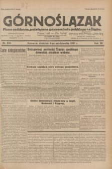 Górnoślązak : pismo codzienne, poświęcone sprawom ludu polskiego na Śląsku.R.30, nr 229 (4 października 1931)