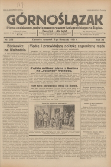 Górnoślązak : pismo codzienne, poświęcone sprawom ludu polskiego na Śląsku.R.30, nr 256 (5 listopada 1931)