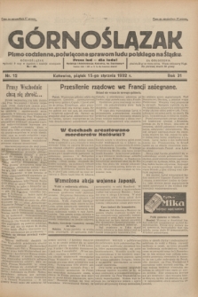 Górnoślązak : pismo codzienne, poświęcone sprawom ludu polskiego na Śląsku.R.31, nr 12 (15 stycznia 1932)