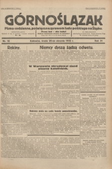 Górnoślązak : pismo codzienne, poświęcone sprawom ludu polskiego na Śląsku.R.31, nr 16 (20 stycznia 1932)