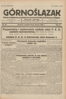Górnoślązak : pismo codzienne, poświęcone sprawom ludu polskiego na Śląsku.R.31, nr 23 (28 stycznia 1932)