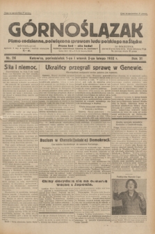 Górnoślązak : pismo codzienne, poświęcone sprawom ludu polskiego na Śląsku.R.31, nr 26 (1 i 2 lutego 1932)