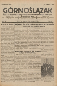 Górnoślązak : pismo codzienne, poświęcone sprawom ludu polskiego na Śląsku.R.31, nr 28 (4 lutego 1932)