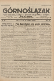 Górnoślązak : pismo codzienne, poświęcone sprawom ludu polskiego na Śląsku.R.31, nr 33 (10 lutego1932)