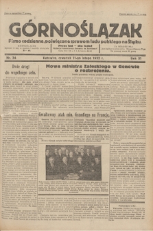 Górnoślązak : pismo codzienne, poświęcone sprawom ludu polskiego na Śląsku.R.31, nr 34 (11 lutego 1932)
