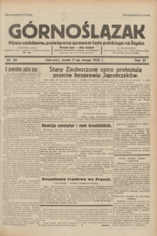 Górnoślązak : pismo codzienne, poświęcone sprawom ludu polskiego na Śląsku.R.31, nr 39 (17 lutego 1932)