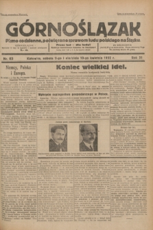 Górnoślązak : pismo codzienne, poświęcone sprawom ludu polskiego na Śląsku.R.31, nr 83 (9 i 10 kwietnia 1932)