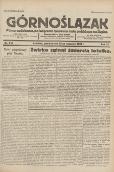 Górnoślązak : pismo codzienne, poświęcone sprawom ludu polskiego na Śląsku.R.31, nr 210 (12 września 1932)