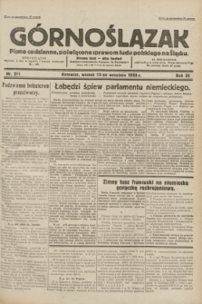 Górnoślązak : pismo codzienne, poświęcone sprawom ludu polskiego na Śląsku.R.31, nr 211 (13 września 1932)