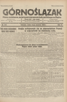 Górnoślązak : pismo codzienne, poświęcone sprawom ludu polskiego na Śląsku.R.31, nr 212 (14 września 1932)
