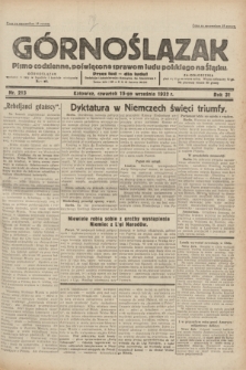Górnoślązak : pismo codzienne, poświęcone sprawom ludu polskiego na Śląsku.R.31, nr 213 (15 września 1932)