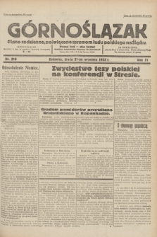 Górnoślązak : pismo codzienne, poświęcone sprawom ludu polskiego na Śląsku.R.31, nr 218 (21 września 1932)